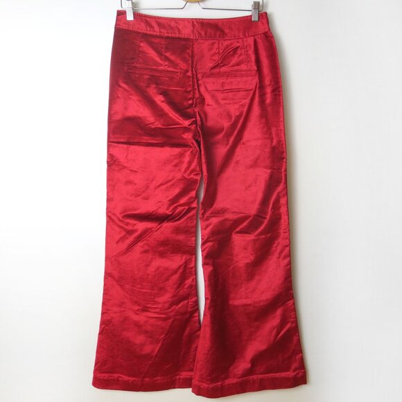 Free People Walk With You Velvet Flare Trouser in Cherry Juice Red Size 8 - Picture 7 of 11